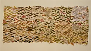 中亞或華北（十三世紀） 蓮池水禽紋緙絲|Textile with Aquatic Birds and Recumbent Animal