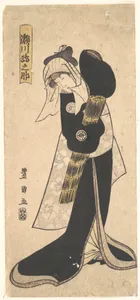 The Actor Segawa Kikunojo III as a Woman in Black Robe Holding a Straw Hat