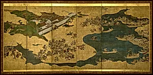 土佐派 屋島合戦図屏風|The Battle of Yashima, from The Tale of the Heike (Heike monogatari) by Tosa School