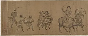 南宋/元 顏庚 鍾馗嫁妹圖 卷|The Demon Queller Zhong Kui Giving His Sister Away in Marriage by Yan Geng