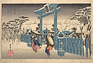 歌川広重画　「京都名所之内　祇園社雪中」|The Gion Shrine in Snow, from the series Famous Views of Kyoto (Kyōto meisho no uchi) by Utagawa Hiroshige