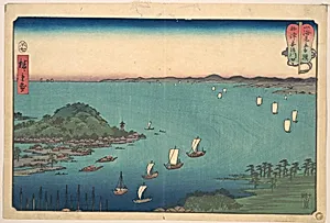 山海見立相撲　摂津安治川口|The Harbor of Ajikawa, Settsu Province by Utagawa Hiroshige
