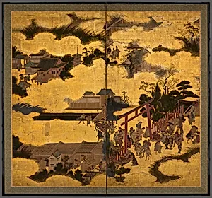 祇園大鳥居屏風|The Torii Gate of Gion Shrine by Unknown Artist