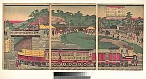 東京高輪鉄道蒸気車走行之全図|Tokyo /Takanawa Steam Railway by Utagawa Kuniteru