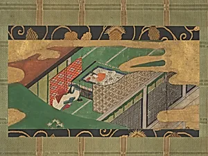 伝俵屋宗達筆　源氏物語図「宿木」 |“Trees Encoiled in Vines of Ivy” (Yadorigi)