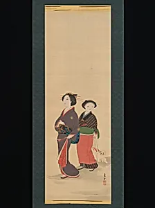 天明美人図|Two Women and a Puppy
