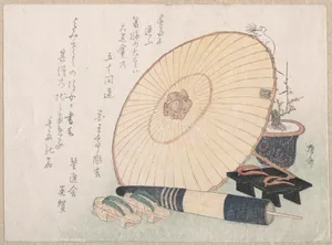 Umbrellas and Geta (Japanese Wooden Sandals)