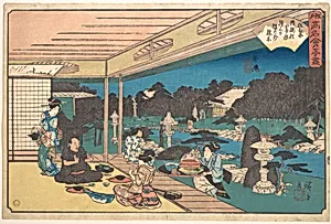 江戸高名会亭尽　牛嶋　武蔵屋|Ushijima (Musashi-ya) by Utagawa Hiroshige