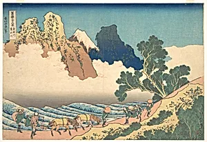 冨嶽三十六景　身延川裏不二|View from the Other Side of Fuji from the Minobu River (Minobugawa ura Fuji), from the series Thirty-six Views of Mount Fuji (Fugaku sanjūrokkei) by Katsushika Hokusai