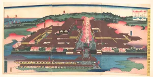 神奈川横浜港崎町遊女屋光景|View of the Miyozaki Brothel District in Yokohama, Kanagawa (Kanagwa Yokohama Miyozaki machi yūjoya kōkei)