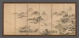 池大雅筆 蘭亭曲水図屏風 秋社図屏風|Orchid Pavilion Gathering
