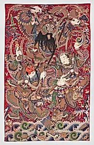 清晚期 刺繡戲劇人物掛毯|Wall hanging with scene from an opera