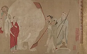 明/清　佚名　錢選(僞款)　洗象圖　卷|Washing the Sacred Elephant by Unidentified artist|Qian Xuan