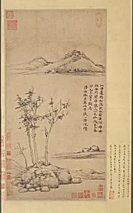 元 倪瓚 江渚風林圖 軸|Wind among the Trees on the Riverbank