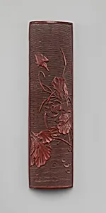 明 剔紅蓮池水禽紋臂擱|Wrist rest with kingfisher and lotus
