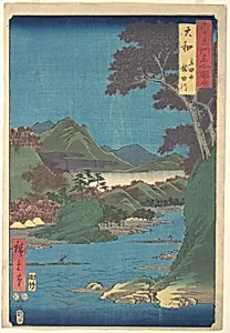 六十余州名所図会　大和　立田山　龍田川|Yamato, Tatsutayama, Tatsutagawa by Utagawa Hiroshige