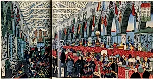 Yokohama Igirisu Shokan hanei no zu|Picture of a Prosperous English Trading Firm in Yokohama by Utagawa Yoshiiku