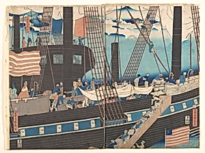 「横浜交易西洋人荷物運送之圖」|“Yokohama Trade: Westerners Loading Cargo”