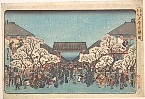 東都名所　吉原夜桜の図|Yoshiwara Yo Zakura no Zu by Utagawa Hiroshige