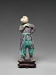 清 素胎彩釉生肖猴俑|Zodiac Figure: Monkey