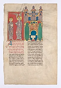 Leaf from a Beatus Manuscript: the Angel of the Church of Sardis with Saint John