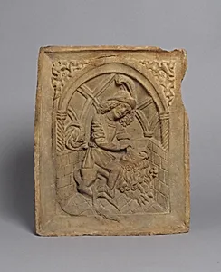 Oven Tile with Samson and the Lion (Based on an Engraving by Master E.S.)