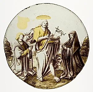 Roundel with Saint John the Baptist and Donors