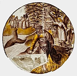 Roundel with Tobias Drawing the Fish from the Water