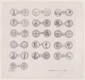 10th Plate, Featuring 16 Coins Issued by European Princes in the 16th and 17th centuries, from Les Monnaies (The Currencies)