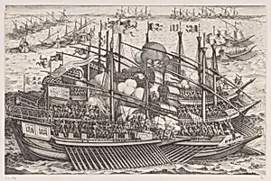 1er Combat Naval (First Naval Battle), from La Vie de Ferdinand Ier de Médicis série appelée aussi Les Batailles des Médicis (The Life of Ferdinand I de'Medici also called The Medici Battles) by Jacques Callot|Matteo Rosselli