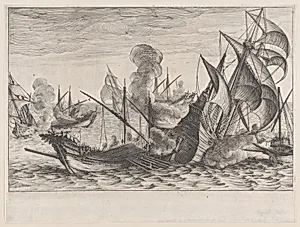 2e Combat Naval (Second Naval Battle), from La Vie de Ferdinand Ier de Médicis série appelée aussi Les Batailles des Médicis (The Life of Ferdinand I de'Medici also called The Medici Battles) by Jacques Callot|Matteo Rosselli