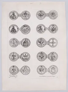 6th Plate, Featuring 10 Coins Issued by European Princes in the 16th and 17th centuries, from Les Monnaies (The Currencies)