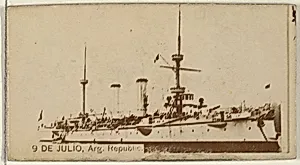 9 de Julio, Republic of Argentina, from the Famous Ships series (N50) for Virginia Brights Cigarettes by Allen & Ginter