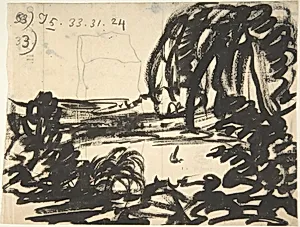 A Blot-Lake with Boat, Surrounded by Trees