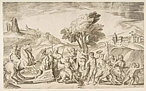 A children's bacchanal with animals by Giulio Bonasone
