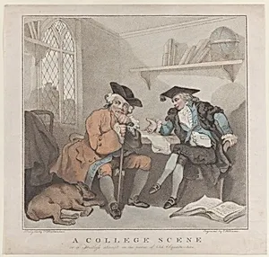 A College Scene, or a Fruitless Attempt on the Purse of Old Square-toes by Thomas Rowlandson|John Raphael Smith|Edward Williams the Elder