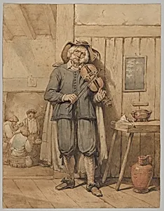 A Fiddler in a Tavern, with Three Men in the Background by Johannes Hendrik van West