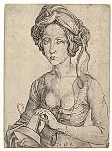 A Foolish Virgin in Half-Figure by Martin Schongauer