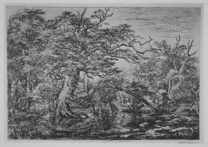 A Forest Marsh with Travelers on a Bank (The Travelers)
