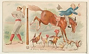 A Foul Ball, from the Talk of the Diamond set (N135) issued by Duke Sons & Co., a branch of the American Tobacco Company by American Tobacco Company|Schumacher & Ettlinger|W. Duke, Sons & Co.