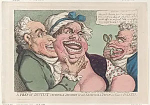 A French Dentist Shewing a Specimen of His Artificial Teeth and False Palates by Thomas Rowlandson|Thomas Tegg