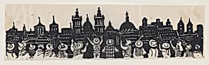 A group of people looking at Mexico City by José Guadalupe Posada