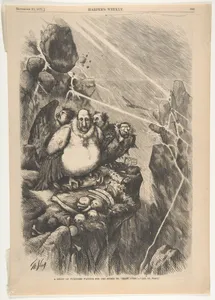 A Group of Vultures Waiting for the Storm to "Blow Over"–"Let Us Prey" (from "Harper's Weekly," vol. 15, p. 889)