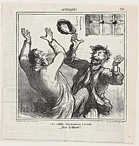 A happy evening party in Clichy, from 'News of the day,' published in Le Charivari, March 16, 1865 by Aaron Martinet|Destouches|Honoré Daumier