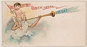 A Happy New Year 1890, from the New Years 1890 series (N227) issued by Kinney Bros. by Kinney Brothers Tobacco Company