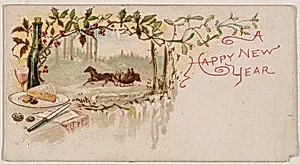 A Happy New Year, from the New Years 1890 series (N227) issued by Kinney Bros. by Kinney Brothers Tobacco Company