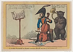 A Hard Passage, or Boney Playing Base on the Continent by Rudolph Ackermann, London|Thomas Rowlandson|G. Sauley [Farnham]|Napoléon Bonaparte