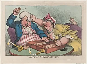 A Hitt at Backgammon by Thomas Rowlandson