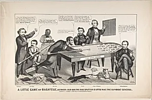 A Little Game of Bagatelle, Between Old Abe the Rail Splitter & Little Mac the Gunboat General by John L. Magee|Ulysses S. Grant|General George B. McClellan|Abraham Lincoln|Andrew Johnson