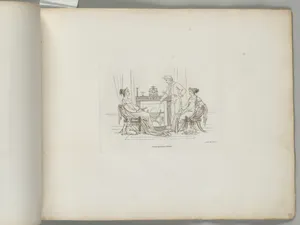 A Man, Two Women, a Child, and a Dog by a Fireplace (from Sketches in Outline)